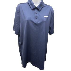 Mens Nike Polo Shirt Blade Collar Dri-Fit Performance Golf Sz L Collared Blue